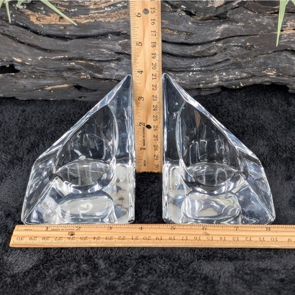 1960’s Pair of Nybro Sweden Volcano Crystal Candleholder Bookends - Picture 8 of 11